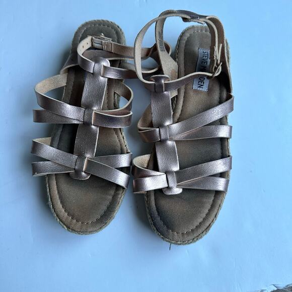 Steve Madden Jemelli Rose Gold Espadrille Gladiator Sandals - Picture 2 of 7